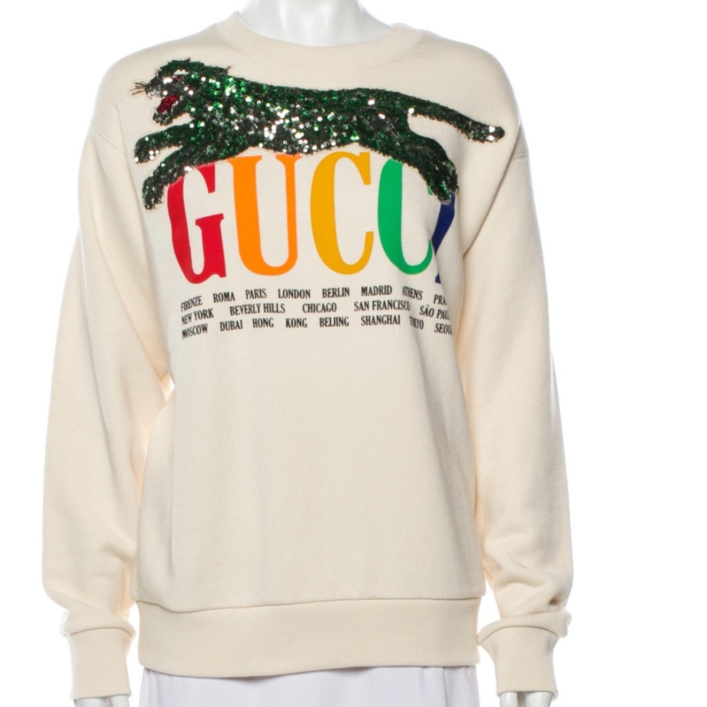 Gucci sweatshirt with sequenced panther and city n